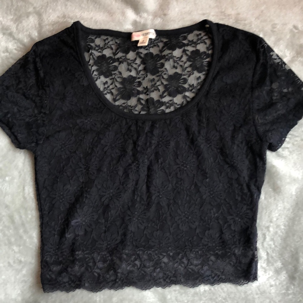 NWOT Sheer black crop top